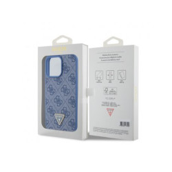 Guess Maska za iPhone 15 Pro Max LEATHER 4G TRIANGLE STRASS BLUE