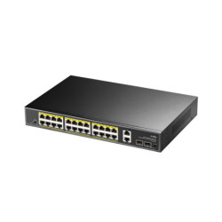 CUDY GS1026PS2 24-Port Gigabit PoE+ Switch with 2 Uplink Gigabit Ports and 2 Gigabit SFP Slots 300W