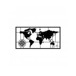 WALLXPERT Zidna dekoracija World Map Metal Decor 7 Black