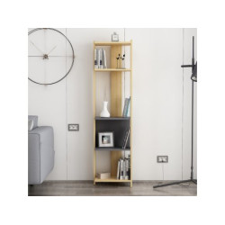 HANAH HOME Polica za knjige Abis Narrow Oak Anthracite