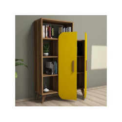 HANAH HOME Polica za knjige Form Walnut Yellow