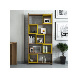 HANAH HOME Polica za knjige Box Walnut Yellow