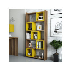 HANAH HOME Polica za knjige Box Walnut Yellow