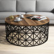 HANAH HOME Sto za dnevnu sobu Selin Metal Ferforje Walnut