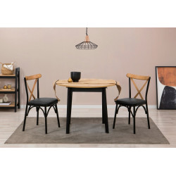 HANAH HOME Trpezarijski sto i stolice Oliver Oak - Black