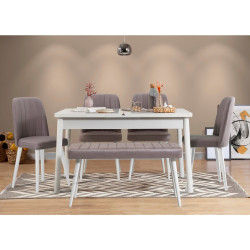 HANAH HOME Trpezarijski sto i stolice Santiago White Grey