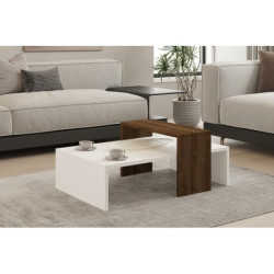 HANAH HOME Sto za dnevnu sobu Glow White Walnut