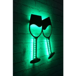 WALLXPERT Zidna LED dekoracija Wine Glasses Green