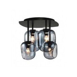 LUNA 107 LUSTER 4*E14 BLACK/SMOKED GLASS