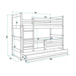 BALOO Bonny Krevet Na Sprat 200X90 Pine - Plavi (8443)