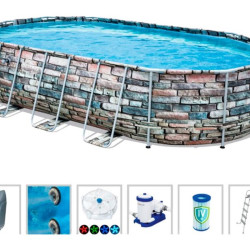 BESTWAY Ovalni bazen sa čeličnom konstrukcijom Power Steel 610x366x122cm