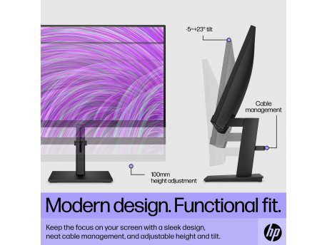 HP P24h G5 (Black) Full HD IPS Monitor, HDMI, VGA, DP, zvučnici (64W34AA)