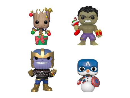 FUNKO Marvel: Holiday Bobble Head Hulk / Groot / Cap Snowman / Thanos 4PK