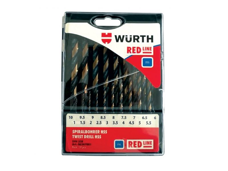 WURTH Set spiralnih RED LINE burgija HSS (1 - 10mm), 19kom