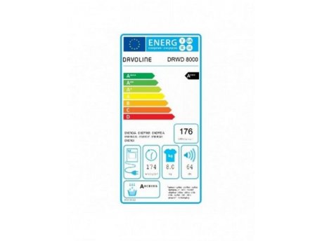 DAVOLINE DRWD 8000-8KG , 15 programa sa toplotnom pumpom,inverter motor