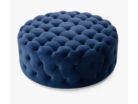 HANAH HOME Tabure Nilka Kapitone Pouffe 70 Dark Blue