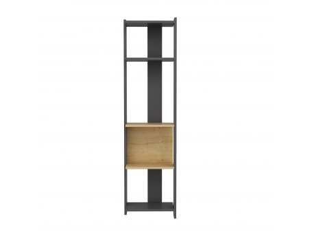 HANAH HOME Polica za knjige Abis Narrow Anthracite Oak