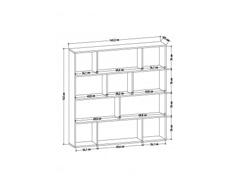 HANAH HOME Polica za knjige Hodbi White Oak