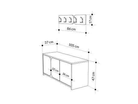 HANAH HOME Cipelarnik sa čivilukom Moni Shoe Cabinet Hanger White Hitit