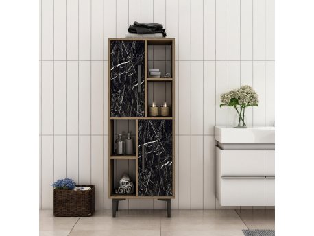 HANAH HOME Višenamenski ormarić Leni Walnut Black Marble