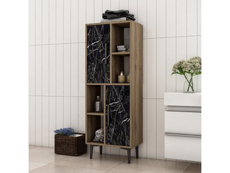 HANAH HOME Višenamenski ormarić Leni Walnut Black Marble