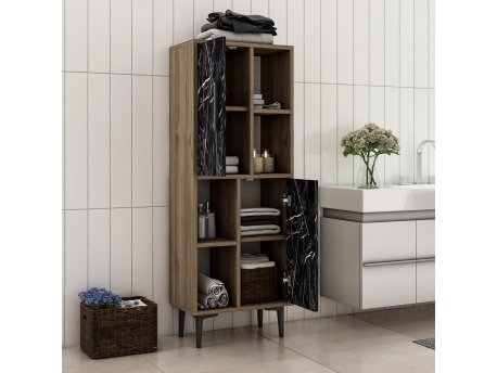 HANAH HOME Višenamenski ormarić Leni Walnut Black Marble