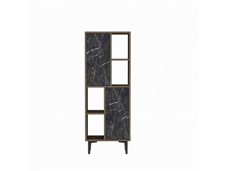 HANAH HOME Višenamenski ormarić Leni Walnut Black Marble