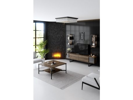 HANAH HOME Sto za dnevnu sobu Black Line Walnut Black 1