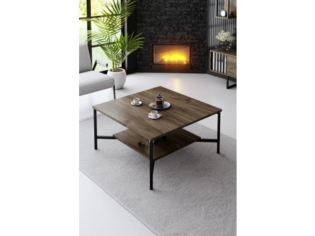 HANAH HOME Sto za dnevnu sobu Black Line Walnut Black 1