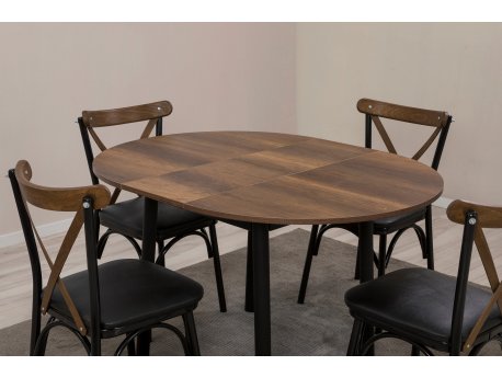 HANAH HOME Trpezarijski sto i stolice Oliver Black Walnut