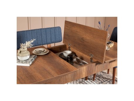 HANAH HOME Trpezarijski set Vina 1048 Dark Blue Walnut