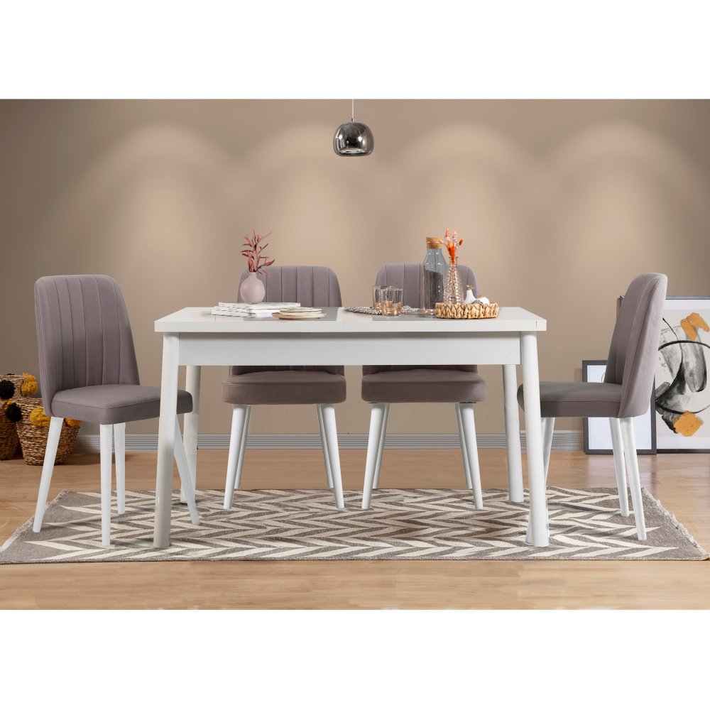 HANAH HOME Trpezarijski sto i stolice Costa White Grey