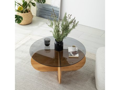 HANAH HOME Sto za dnevnu sobu Bubble Wood Fume Oak