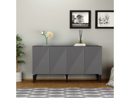 HANAH HOME Set za dnevnu sobu Draw Anthracite Walnut