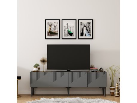 HANAH HOME Set za dnevnu sobu Draw Anthracite Walnut