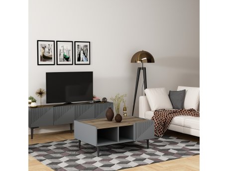 HANAH HOME Set za dnevnu sobu Draw Anthracite Walnut