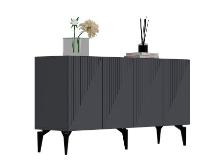 HANAH HOME Set za dnevnu sobu Draw Anthracite Walnut