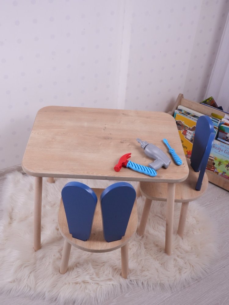 HANAH HOME Dečiji sto i stolica Bunny One Chair Set Blue Brown