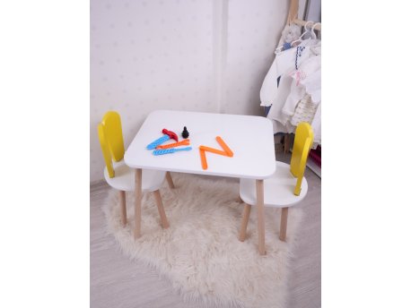 HANAH HOME Dečiji sto i stolica Bunny One Chair Set Yellow White