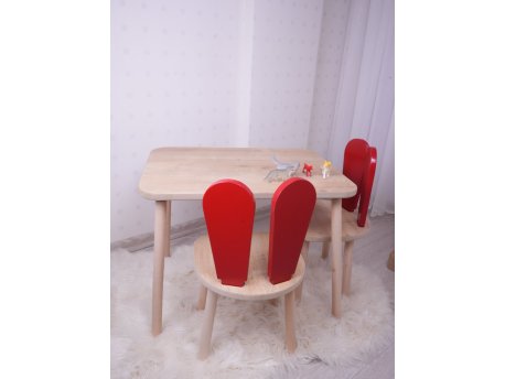 HANAH HOME Dečiji sto i stolice Bunny Two Chair Set Red Brown