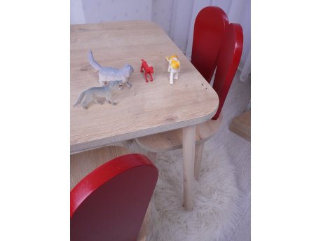 HANAH HOME Dečiji sto i stolice Bunny Two Chair Set Red Brown