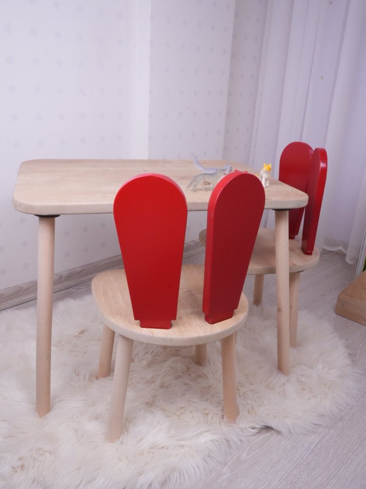 HANAH HOME Dečiji sto i stolice Bunny Two Chair Set Red Brown