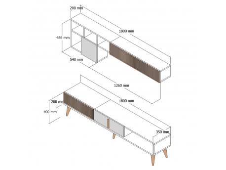 HANAH HOME TV polica Milan TV Walnut Anthracite