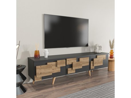 HANAH HOME TV polica 3 D Anthracite Walnut