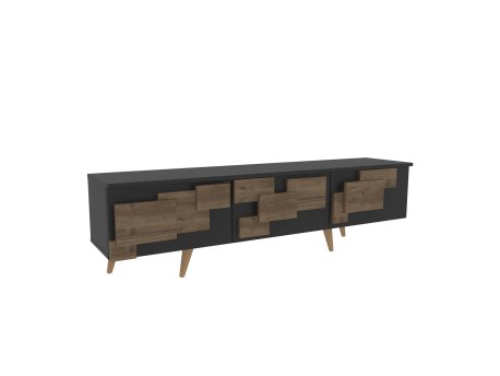 HANAH HOME TV polica 3 D Anthracite Walnut