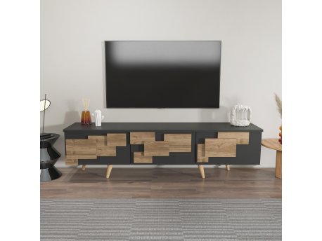 HANAH HOME TV polica 3 D Anthracite Walnut