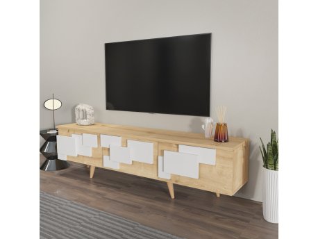 HANAH HOME TV polica 3 D Oak White