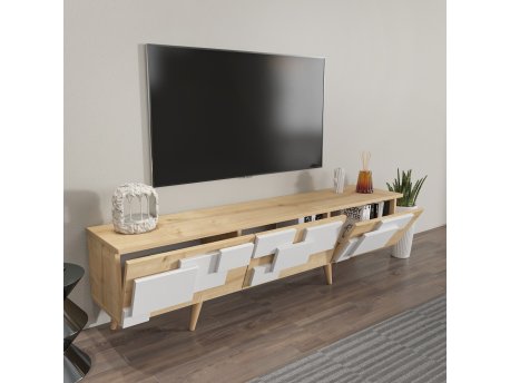 HANAH HOME TV polica 3 D Oak White