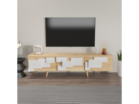 HANAH HOME TV polica 3 D Oak White