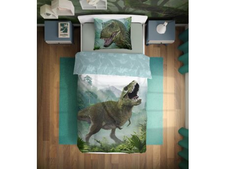 BALOO Posteljina za decu Dino T-Rex Zeleni 160x200+70x80cm